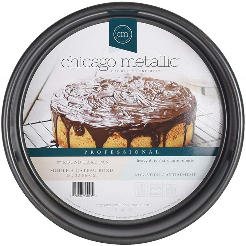 Chicago Metallic Professional 논스틱 원형 케이크 팬, 9인치: 가정 및 주방