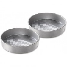 USA 팬 Bakeware 라운드 케이크 팬, 9인치, 논스틱 ​​및 퀵 릴리스 코팅, 알루미나이즈드 스틸로 미국산, 2개 세트: 가정 및 주방