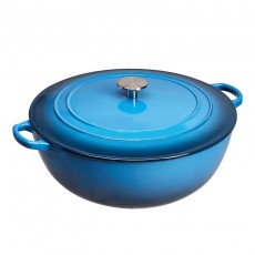 AmazonCommercial Enameled Cast Iron Covered Braiser, 7.5-Quat, Blue : 가정 및 주방