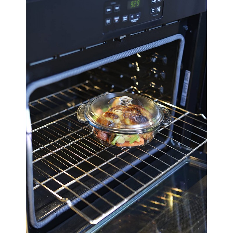 Anchor Hocking TrueFit Bakeware 유리 캐서롤 접시(커버 및 보관 뚜껑 포함), 체리, 3종 세트: 가정 및 주방