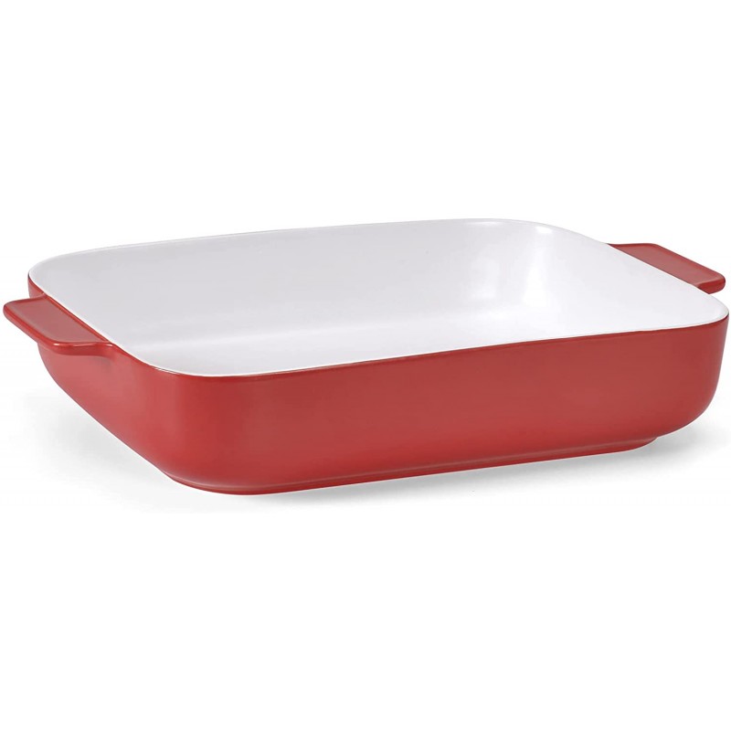 DANMERS 세라믹 베이킹 접시 레드 라자냐 팬 직사각형 Bakeware 세트 요리 연회용 베이킹 팬 11.8 x 9 인치 베이커: 홈 & 주방