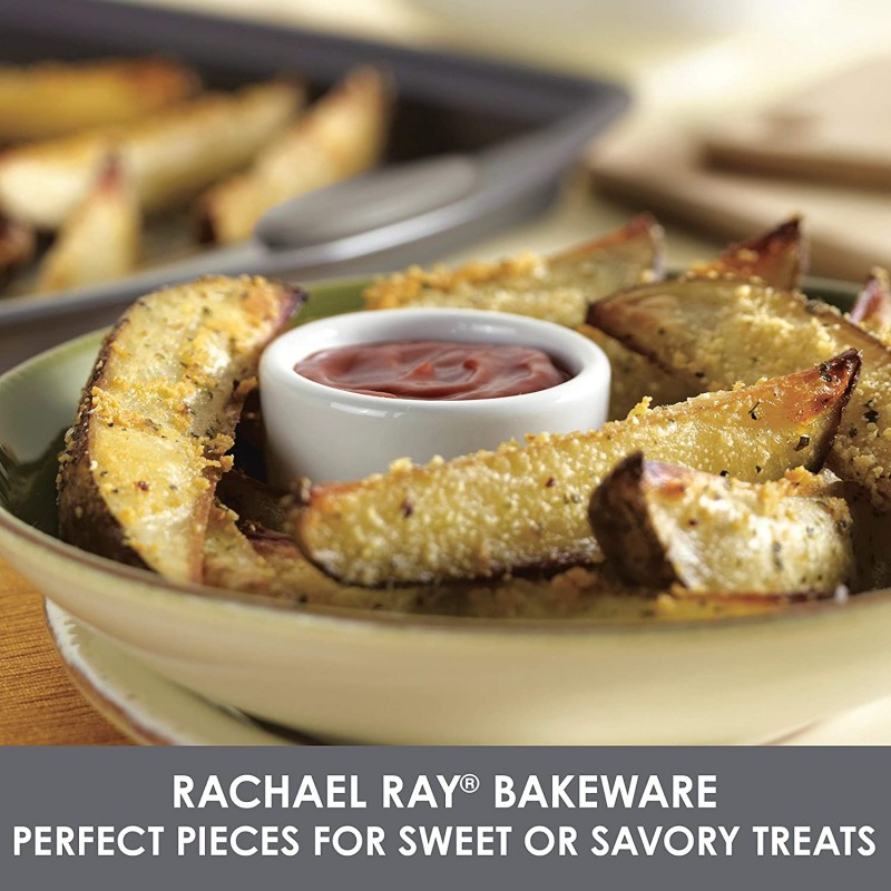 Rachael Ray Nonstick Bakeware Set with 그립, Nonstick 쿠키 시트/베이킹 시트 - 3개, 그레이, Sea Salt 그레이 그립 포함: 홈 & 주방