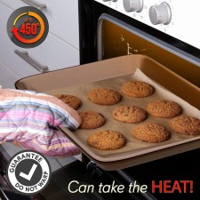 Nutrichef 논스틱 쿠키 시트 베이킹 팬 | 2pc 대형 및 중형 금속 오븐 베이킹 트레이 - 전문 품질 주방 요리 논스틱 베이킹 트레이 w/테두리 테두리, 포장하지 않음 보장: 가정 및 주방