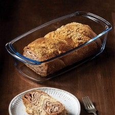 커버가 있는 우수한 유리 로프 팬 - BPA가 없는 밀폐 뚜껑이 있는 2피스 미트로프 팬 - 뜨거운 오븐에서 테이블로 쉽게 운반할 수 있는 그립 핸들 - 빵, 케이크, 파스타를 굽기 위한 로프 팬: 가정 및 주방