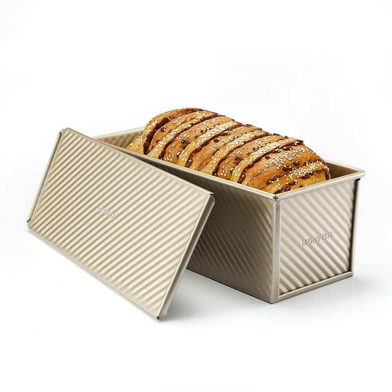 Loaf Pan w Lid Pullman Bread Pan 2.2lb 반죽 알루미늄 스틸 상업용 비 스틱 로프 베이킹 팬 (13.385X5.3X4.72INCH): 가정 및 주방