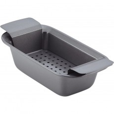 Rachael Ray Bakeware 미트로프/논스틱 베이킹 로프 팬, 인서트 포함, 9인치 x 5인치, 회색: 가정 및 주방