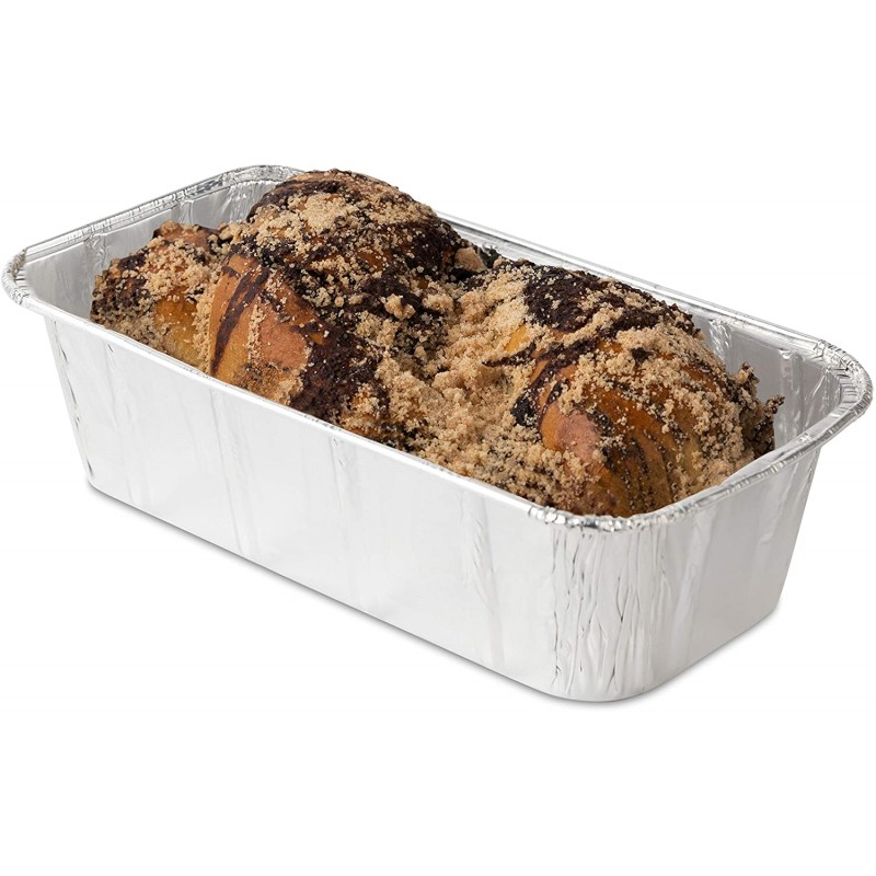 빵 덩어리 굽기용 알루미늄 팬(50팩) 8x4 알루미늄 호일 덩어리 팬 - 2Lb 빵 통, 표준 크기, Roadpro 12볼트 휴대용 스토브와 호환 가능 - 케이크, 미트로프, 라자냐 굽기에 적합: 가정 및 주방
