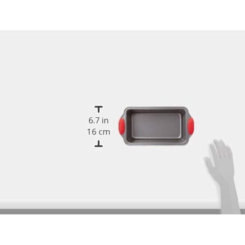 Amazon Basics 붙지 않는 로프 팬, 9 x 5인치, 빨간색 그립이 있는 회색, 2팩: 가정 및 주방