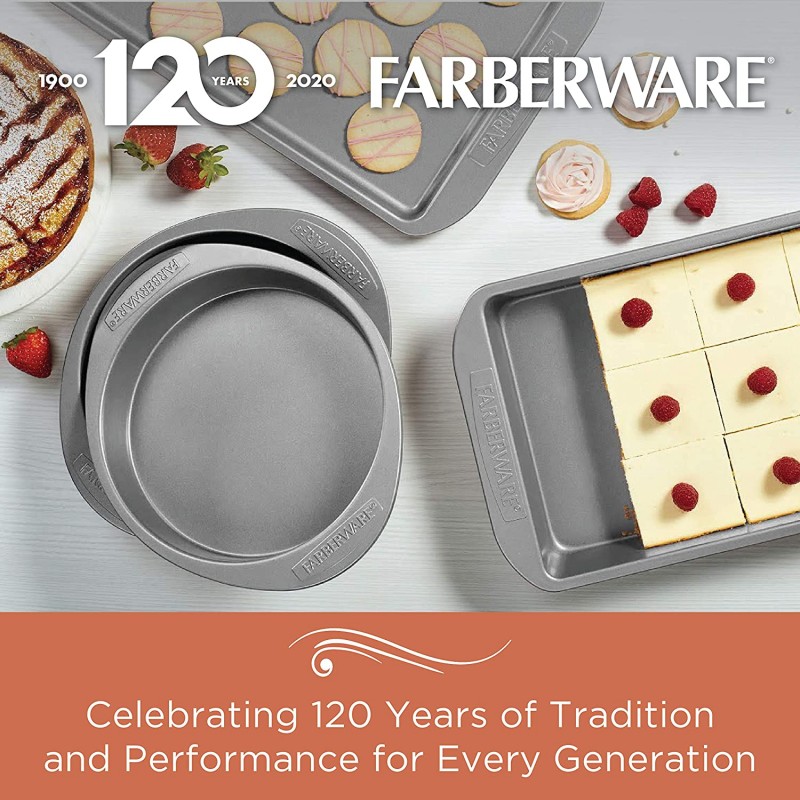 Farberware Bakeware 미트로프/논스틱 베이킹 로프 팬 세트, 9인치 x 5인치 2개, 그레이 : 가정 및 주방