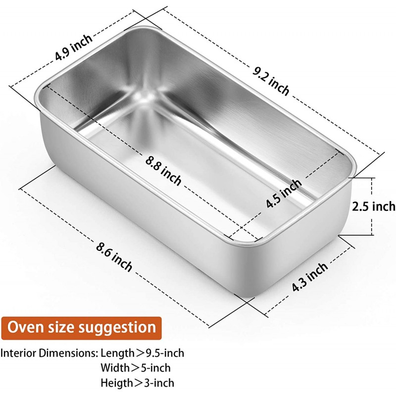 로프 팬 2종 세트, P&P CHEF 9인치 빵 팬, 빵용 스테인리스 스틸 로프 토스트 베이킹 팬 미트로프 라자냐 케이크, 건강 및 무독성, 딥 사이드 및 부드러운 롤, 오븐 및 식기 세척기 금고 : 기타