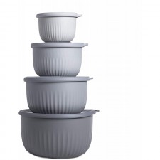 색상 혼합 그릇으로 요리 - 뚜껑이 있는 8개 대형 중첩 플라스틱 혼합 그릇 세트(회색 선염색): 가정 및 주방