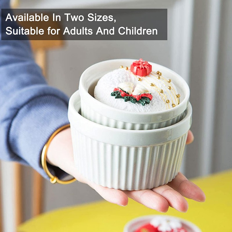 베이킹용 12 팩 도자기 수플레 접시 Ramekins – 6 온스 x 6, 8 온스 x 6 - 화이트 Ramekins Bakeware Set Baking Cups for Creme Brulee 디저트 푸딩 커스터드 아이스크림 용암 케이크 스낵: 가정 및 주방