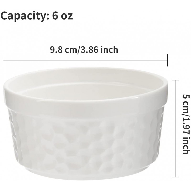 WERTIOO Ramekins 6 oz, 12 PCS 도자기 오븐 안전 크림 Brulee Ramekin 그릇 세트, 베이킹 수플레, 디저트, 아이스크림, 디핑 소스 제공: 가정 및 주방
