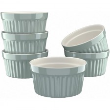 Kook 8 oz Porcelain Ramekins, Oven Safe, For Baking Pot Pies, Creme Brulee. Lava Cake, Set of 6 (Bay Leaf): Home & Kitchen