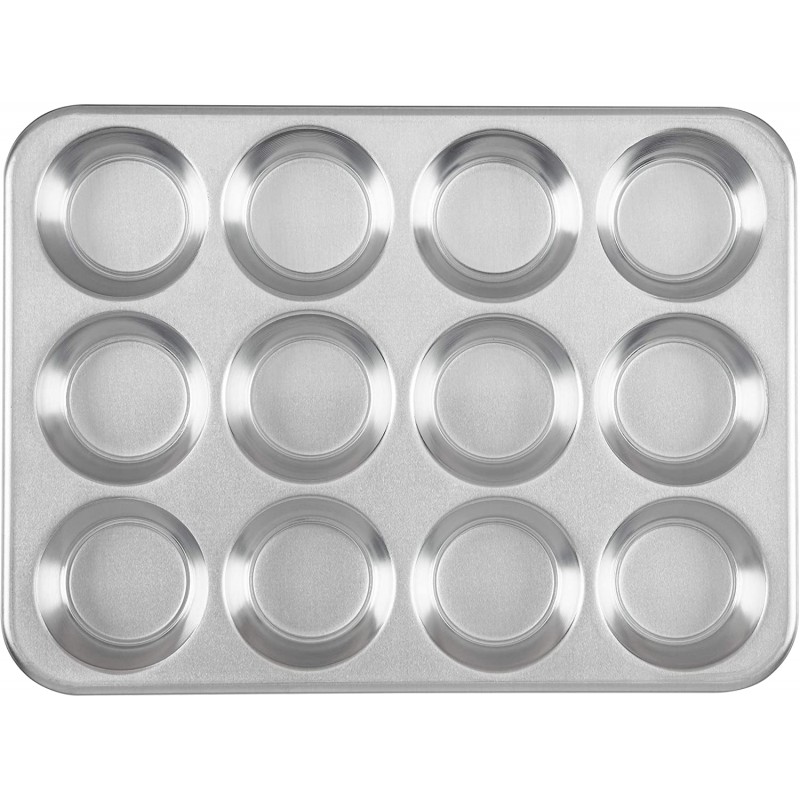 AmazonCommercial 알루미늄 머핀 팬, 12컵, 2팩 : 가정 및 주방
