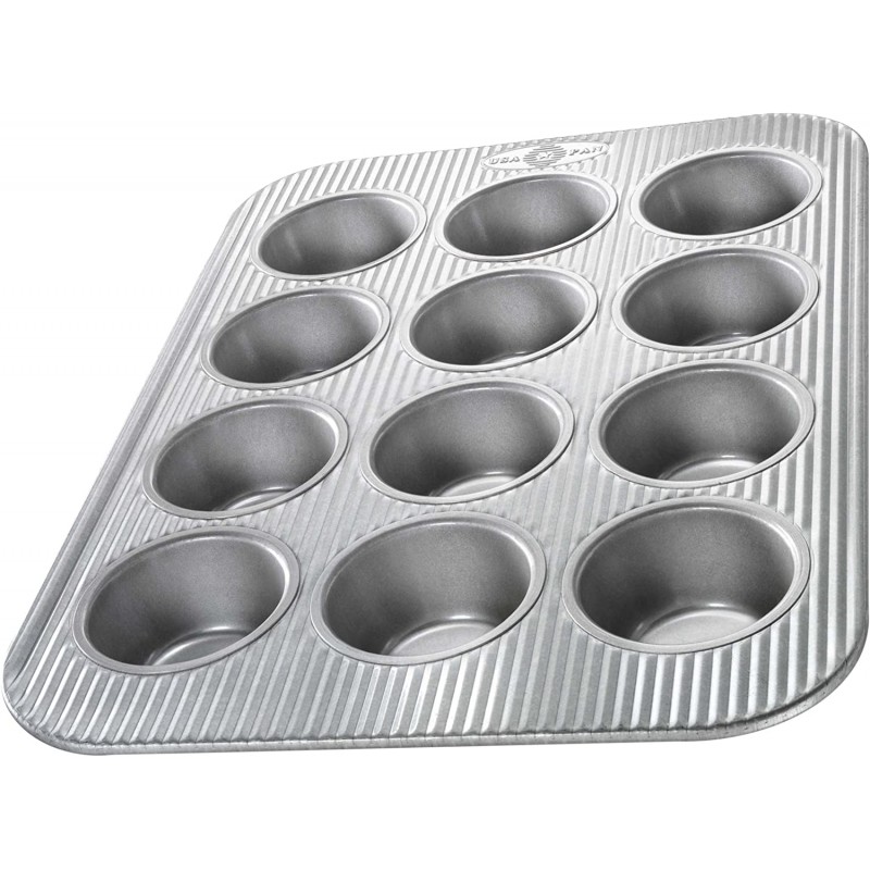 USA 팬 Bakeware 컵케익 및 머핀 팬, 논스틱 ​​퀵 릴리스 코팅, 12-웰, 알루미늄 도금: 가정 및 주방