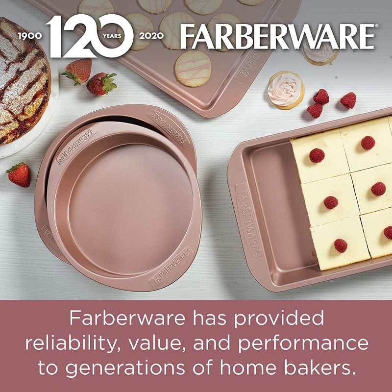 Farberware 47776 논스틱 제빵기구, 논스틱 ​​머핀 팬 / 컵케익 팬 - 12컵, 로즈 골드 레드: 가정 및 주방