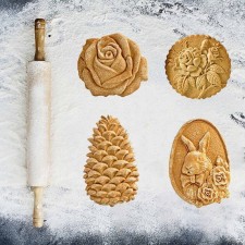 나무 쿠키 커터 금형 재미 있은 솔방울 모양 쿠키 커터, 프레스 꽃 진저 쿠키 스탬프 베이킹 용 금형, 3d 로즈 엠보싱 도구, 로즈: 기타 모든 것