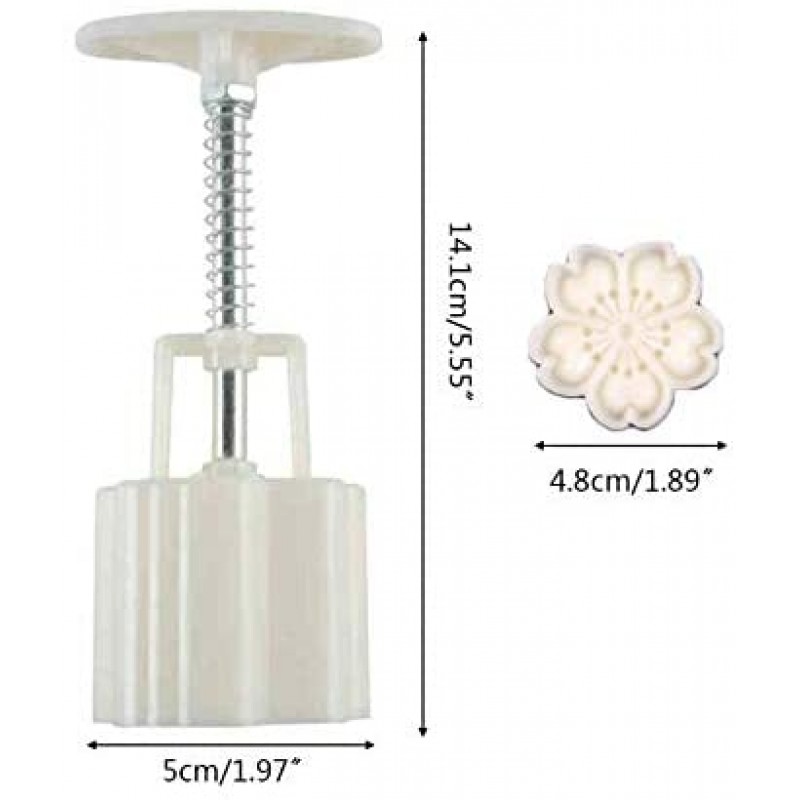 Ylskmu 월병 금형 세트 4pcs 50g 쿠키 우표, 벚꽃 꽃 중순 가을 축제 DIY 핸드 프레스 쿠키 디저트 커터 과자 장식 꽃 인상 도구 Mooncake Maker: Home & Kitchen