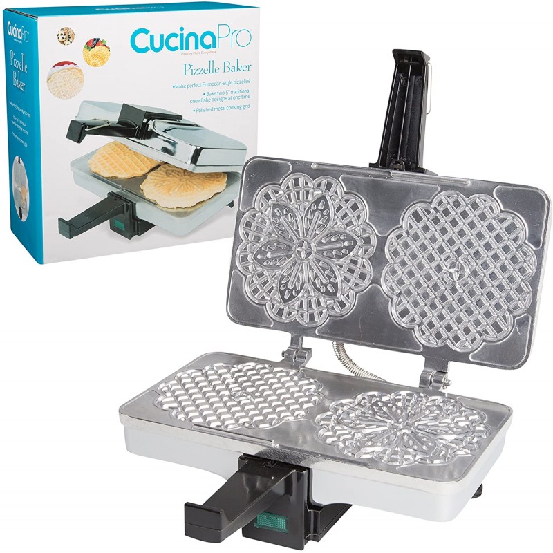 Pizzelle Maker - 세련된 전기 Pizzelle Baker Press는 한 번에 두 개의 5인치 쿠키를 만듭니다. 레시피 포함: 전기 와플 다리미: 가정 및 주방