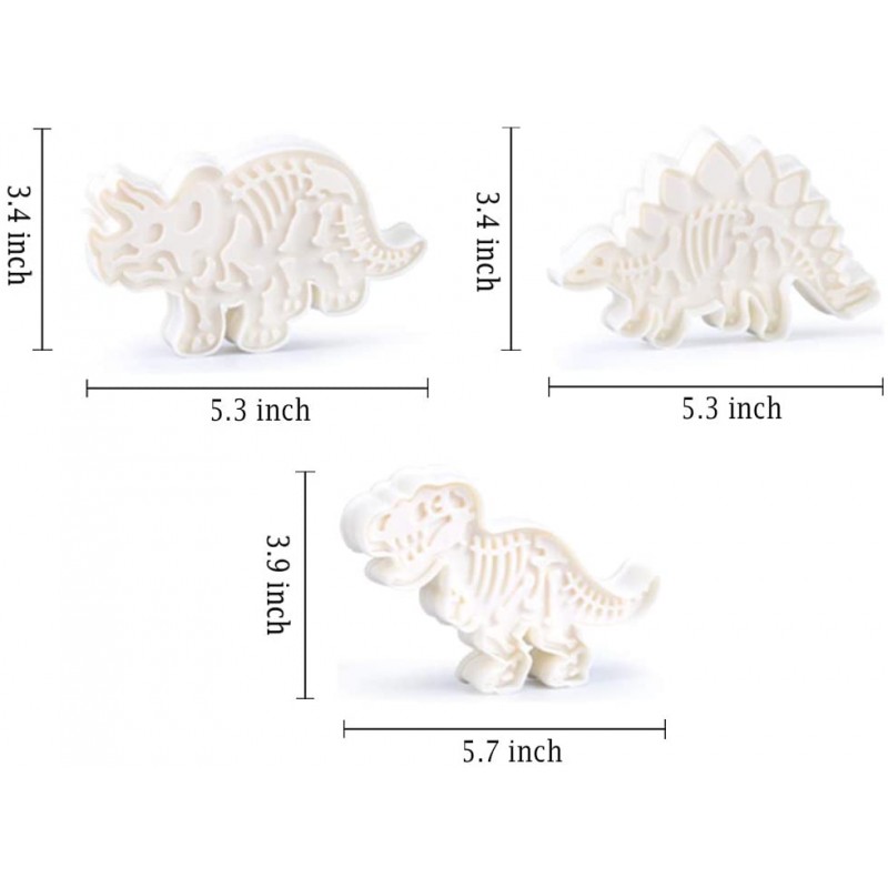쥬라기 공룡 쿠키 커터 및 스켈레톤 스탬퍼 T-Rex 스테고사우루스 트리케라톱스 화석 쿠키 커터 세트(6개들이): 가정 및 주방