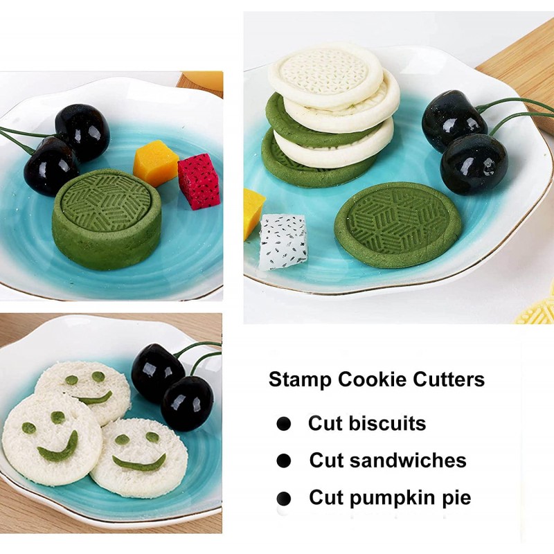 Befame 쿠키 커터, 6 pcs 비스킷 스탬프 몰드, 실리콘 스탬프 쿠키 커터, diy 스탬프 패턴, 초콜릿 스낵, 버터 패티, 월병, 호박 케이크, 컵 케이크를 위한 비스킷 베이킹 세트: 가정 및 주방