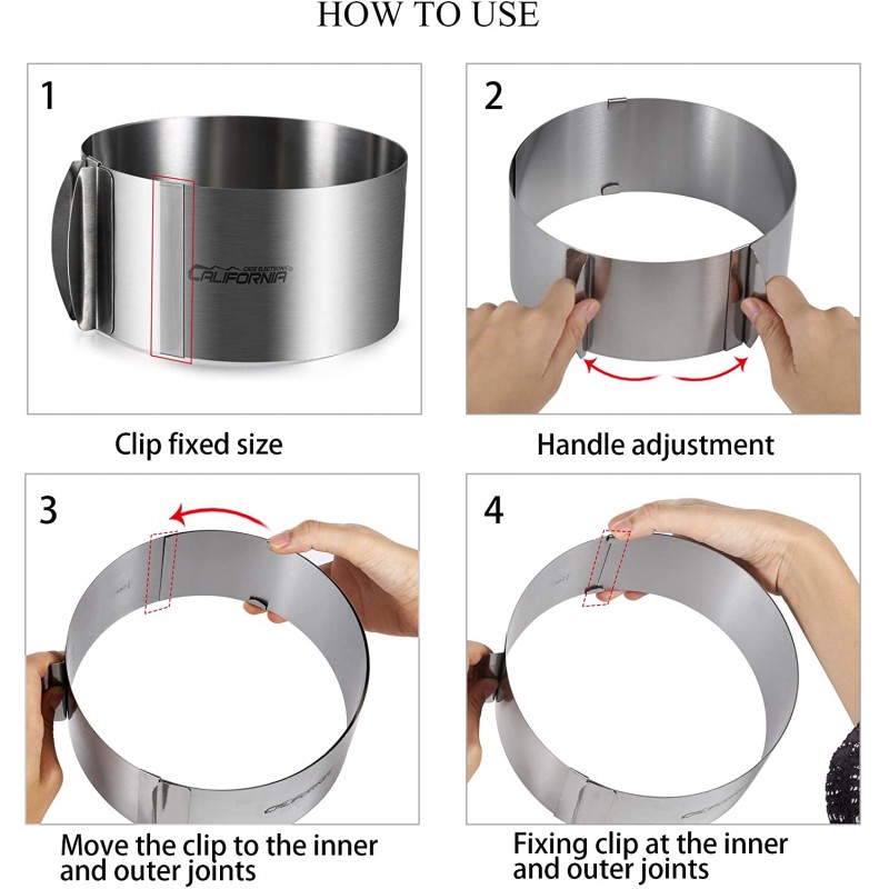 캘리포니아 CADE 전자 스테인레스 스틸 6 ~ 12 인치 조정 가능한 케이크 무스 금형 케이크 베이킹 케이크 장식 금형 반지: 홈 & 주방