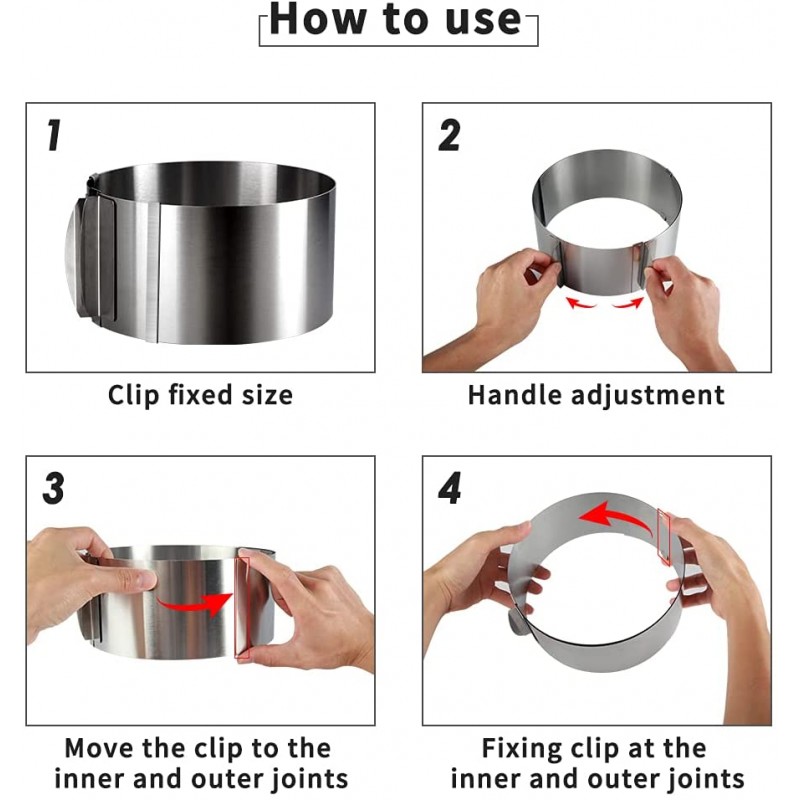 조정 가능한 베이킹 금형 6-12 인치 케이크 링 금형 베이킹, 라운드 스테인레스 스틸 무스 케이크 금형 DIY 베이킹 반지: 홈 & 주방