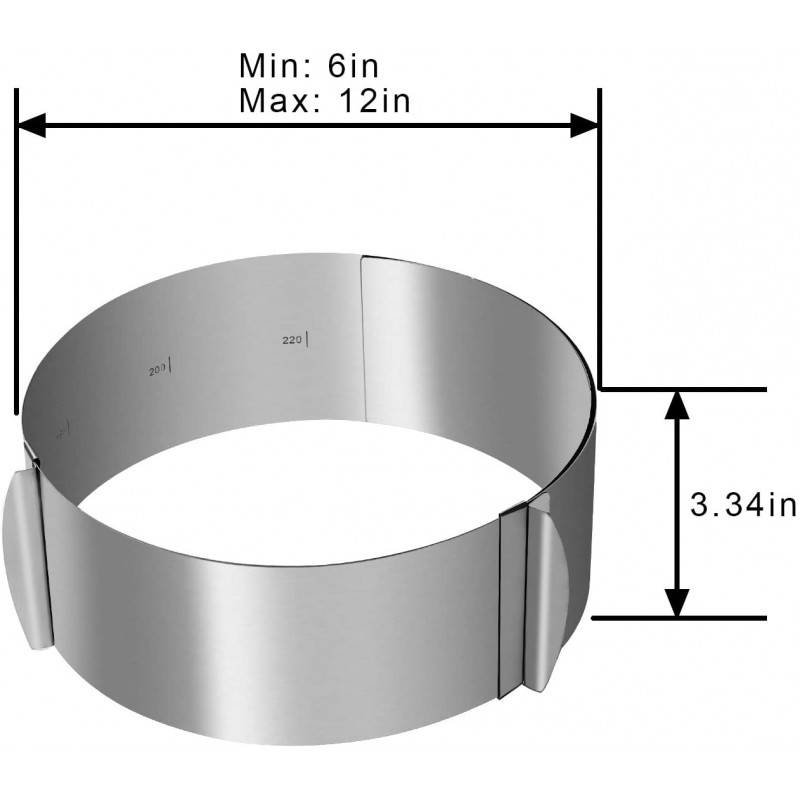 6-12 인치 케이크 금형 반지, KINJOEK 개폐식 스테인레스 스틸 조정 가능한 라운드 무스 케이크 반지 우유 바 금형 케이크 DIY 베이킹 금형 도구: 홈 & 주방