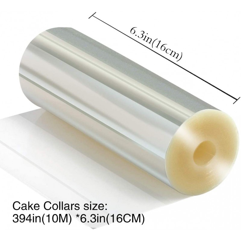 케이크 고리 6.3 x 394inch - Picowe 투명 아세테이트 스트립, 투명 아세테이트 롤, 초콜릿 무스 베이킹용 무스 케이크 고리, 케이크 장식: 가정 및 주방
