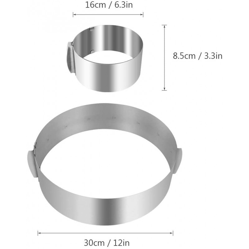 WIWAPLEX 케이크 반지 6 ~ 12 인치 조정 가능한 라운드 스테인레스 스틸 케이크 무스 금형 반지 Bakeware 도구 케이크 장식 금형 베이킹 반지: 홈 & 주방