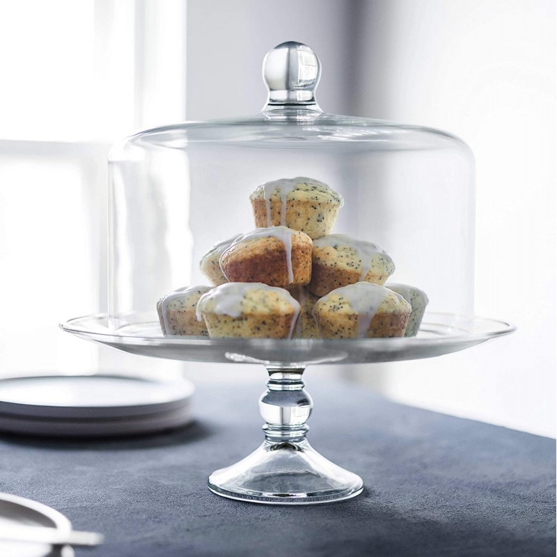 Libbey Selene Glass Cake Stand with Dome: 케이크 스탠드