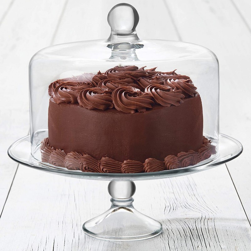 Libbey Selene Glass Cake Stand with Dome: 케이크 스탠드