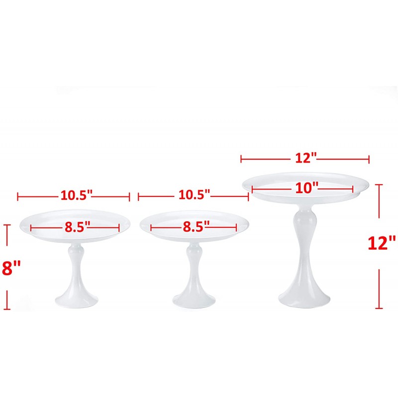 VILAVITA 3 조각 케이크 스탠드 세트 라운드 금속 케이크 스탠드 디저트 디스플레이 컵케익 스탠드, 흰색: 케이크 스탠드