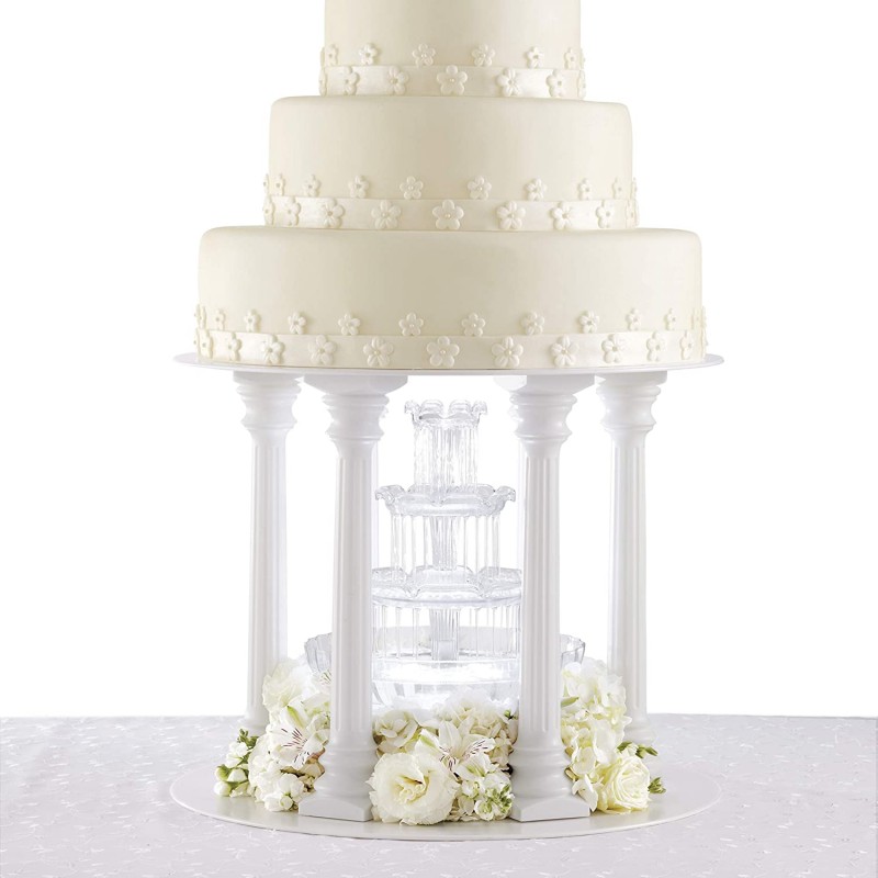 Wilton Roman Column 계층형 웨딩 케이크 스탠드, 결혼식 및 특별한 경우를 위한 아름답고 우아한 계층형 케이크 스탠드, 8-Piece: Roman Column 및 Plate Set: 케이크 스탠드