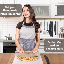 KitchenStar의 14인치 피자 커터 | 샤프 스테인리스 스틸 슬라이서 나이프 - 로커 스타일 w 블레이드 커버 | 잘게 썰어서 완벽한 부분 + 식기 세척기 안전 - 프리미엄 피자 오븐 액세서리: 가정 및 주방
