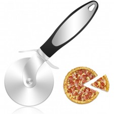 KUFUNG 피자 커터 휠, 피자, 파이, 와플 및 도우 쿠키를 위한 미끄럼 방지 손잡이가 있는 슈퍼 샤프 피자 슬라이서, 사용 및 청소가 용이함(실버, 8.3인치): 가정 및 주방