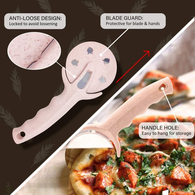 HELEERON 피자 커터 휠, 커버가 있는 스테인리스 스틸 피자 커터, 슈퍼 샤프 피자 슬라이서-식기 세척기 안전, 건강한 재료로 안전한 부드러운 회전 피자 휠(핑크): 가정 및 주방