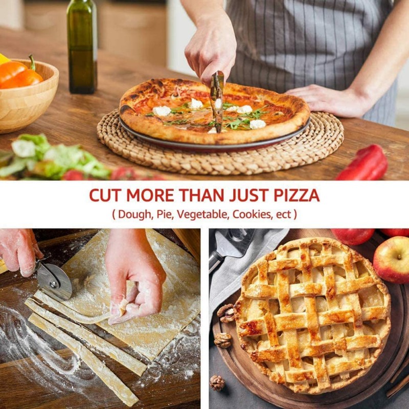 BIASTNR 피자 커터, 미끄럼 방지 손잡이가 있는 전문 피자 휠, 부드럽고 잡기 쉬운, 절단 피자 와플 및 도우 쿠키용 스테인리스 스틸 피자 커터: 가정 및 주방