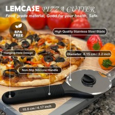 LEMCASE 피자 커터 휠, 전문 피자 슬라이서 - 보호 커버가 있는 실리콘 손잡이 및 스테인리스 스틸 블레이드 | 블랙: 가정 및 주방