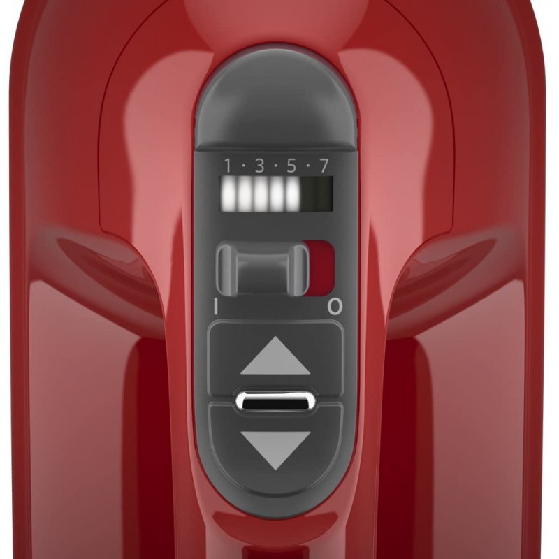 [110볼트] KitchenAid KHM7210ER Turbo Beater II 액세서리 및 Pro Whisk가 있는 7단 디지털 핸드 믹서 - Empire Red: Kitchen Aid 핸드 믹서 Red: 가정 및 주방