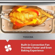 [110볼트] Toshiba AC25CEW-SS 대류 요리 및 9가지 기능이 있는 디지털 토스터 오븐, 6슬라이스 빵/12인치 피자, 스테인리스 스틸: 가정 및 주방