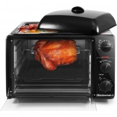 [110볼트] Maxi-Matic ERO-2008S Countertop XL Toaster Rotisserie, Bake, Grill, Broil, Roast, Toast, Keep Warm and Steam, 23L 용량은 12인치 피자에 적합, 6-슬라이스, Black: Toaster Oven Convection: Home & Kitchen