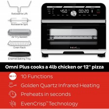 [110볼트] Instant Omni Plus 10-in-1 에어 프라이어 토스터 오븐, 로티세리 오븐, 대류 오븐, 탈수기, 로스터, 워머, 재가열기, 피자 오븐, 18리터: 가정 및 주방
