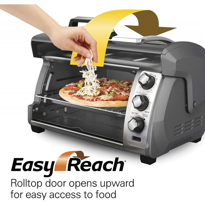 [110볼트] Hamilton Beach Countertop Toaster Oven, Easy Reach with Roll-Top Door, 6-Slice, Convection (31123D), Silver : 기타