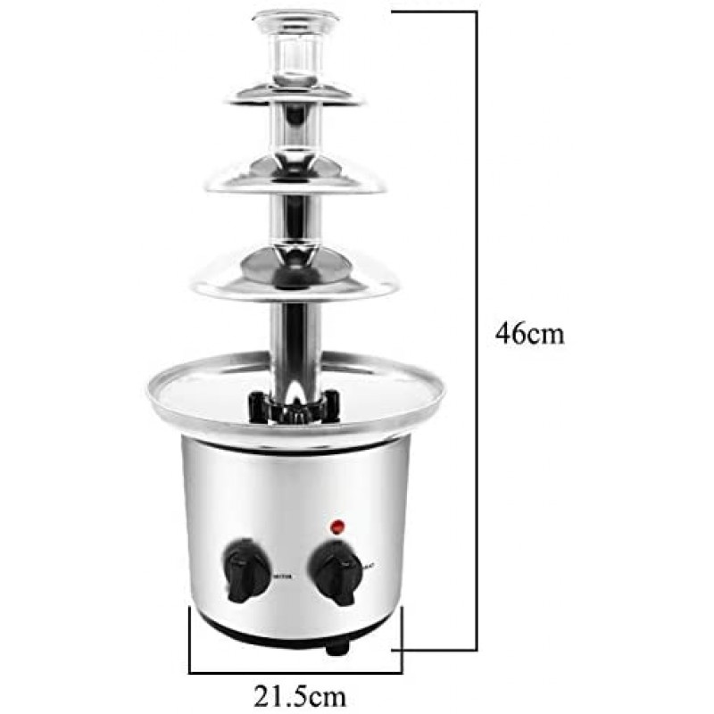 [110볼트] 환위 스테인레스 스틸 초콜릿 퐁듀 분수 축하/결혼식/생일/크리스마스용 소형 4단 타워 고도 45cm(110V)(110V): 가정 및 주방