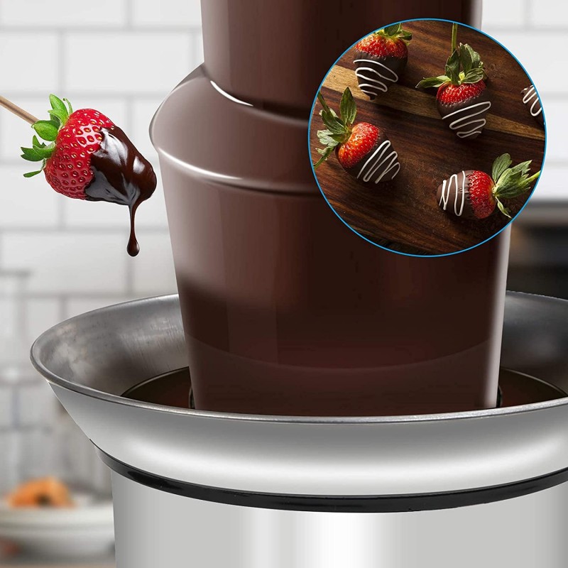 [110볼트] PiscatorZone 초콜릿 분수 기계 Electirc 초콜릿 퐁듀 세트 스테인레스 스틸 퐁듀 열 모터 제어: 가정 및 주방
