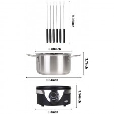 [110볼트] Artestia 전기 퐁듀 냄비 세트, 스테인리스 냄비, 온도 조절 치즈 및 초콜릿 퐁듀 6인 세트 : 홈 & 키친