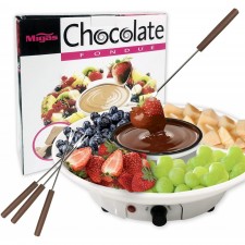 [110볼트] 초콜릿 퐁듀 메이커 - 4개의 스틸 포크, 스테인리스 스틸 그릇, 서빙 트레이가 있는 110V 전기 초콜릿 녹는 냄비 세트 - 빠르게 녹을 수 있도록 업그레이드된 가열 재료 : 가정 및 주방