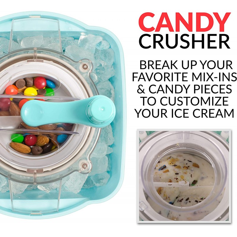 [110볼트] Nostalgia CCIM2AQ Electric Ice Cream Maker Crusher는 몇 분 만에 2쿼트, 냉동 요구르트 또는 소르베를 만들고 캔디 바, M&M, 초콜릿 칩, 견과류 등, 2세대 아쿠아와 함께 작동합니다.